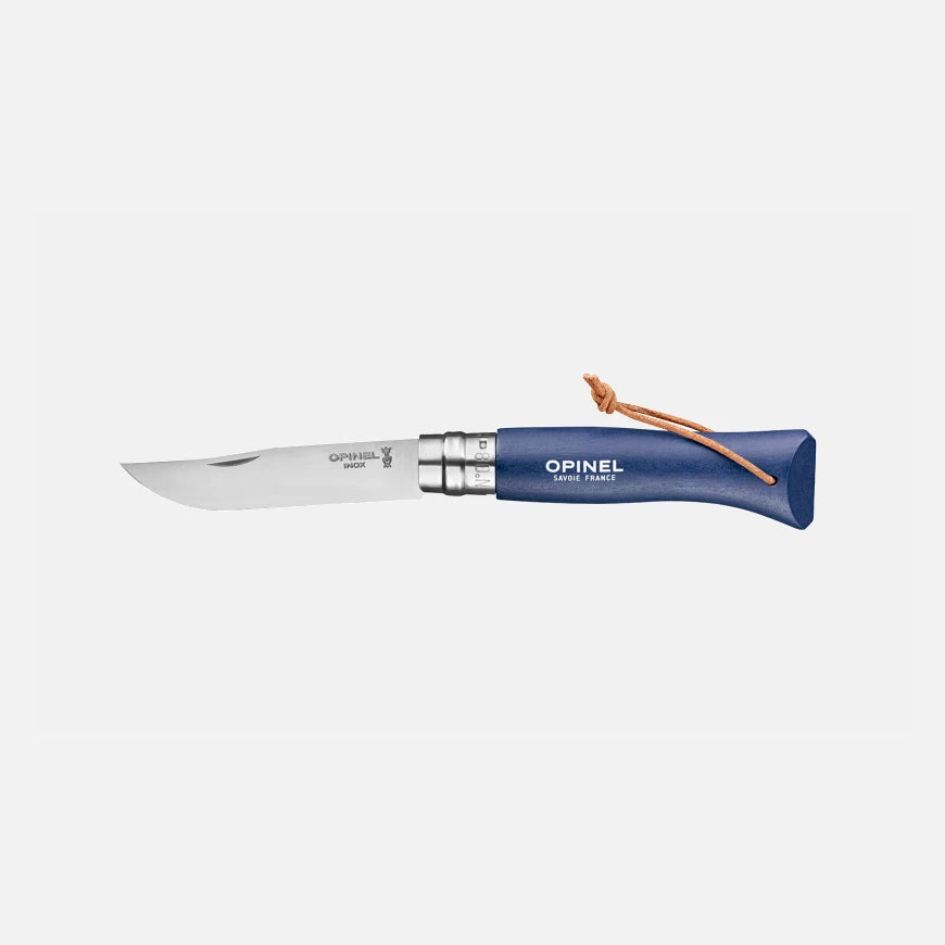 Opinel No.08 Bushwhacker Dark Blue Stainless Steel Folding Knife with Lanyard 002212