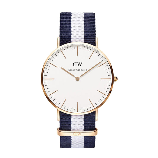 Daniel Wellington Men's 0104DW 'Glasgow' Blue and White Nylon Watch