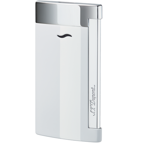 S.T. Dupont Slim 7 Single Torch Flame Lighter White Lacquer & Chrome 27702