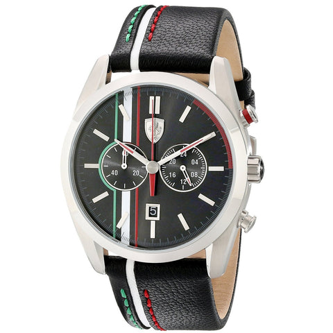 Ferrari Men's 0830237 D50 Stainless Steel Watch with Striped Leather Band