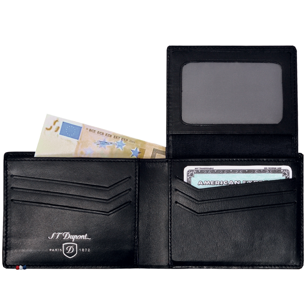 S.T DUPOND 170005 BILLFOLD WITH ID PAPER WINDOW FOR 6 CREDIT CARDS, CARBONE LEATHER - Image 2
