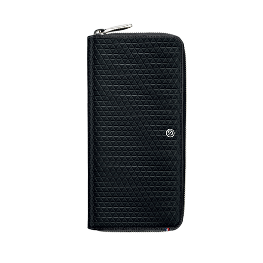 S.T. Dupont Line D Wallet, Black Leather fits 8 Cards, Zipper 180094