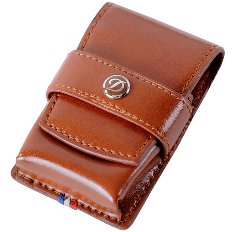 S.T. Dupont Lighter Case, Leather, Soft, Flap tuck, Brown, 180124