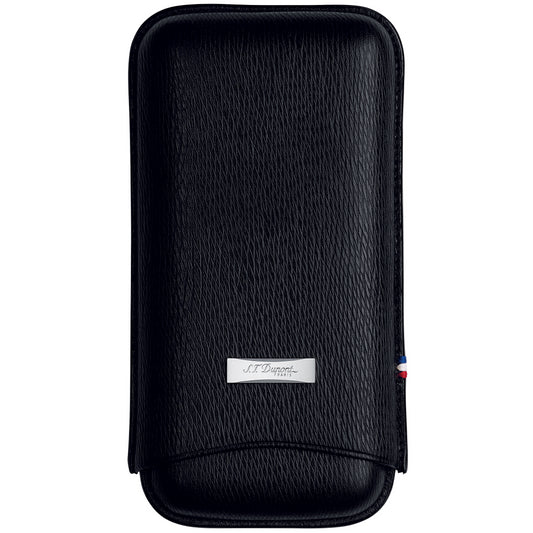 S.T. Dupont Black Leather Adjustable Cigar Case For 3 Cigars, 180319