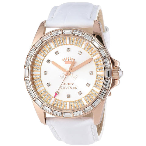 Juicy Couture Women's 1901060 Stella White Embossed Leather Strap Watch
