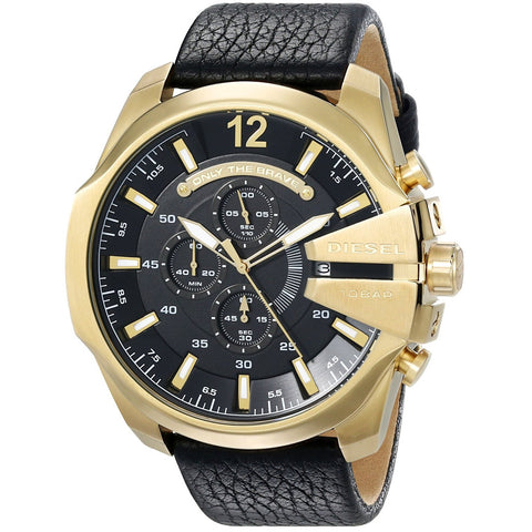 Diesel Men's DZ4344 'Mega Chief' Chronograph Black Leather Watch