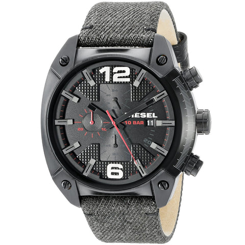 Diesel Men's DZ4373 'Overflow' Chronograph Green Leather Watch