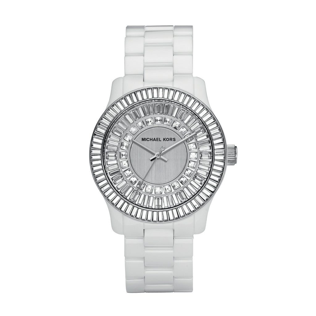 Michael Kors Analog Quartz White Ceramic Crystal Glitz Women's Watch MK5361